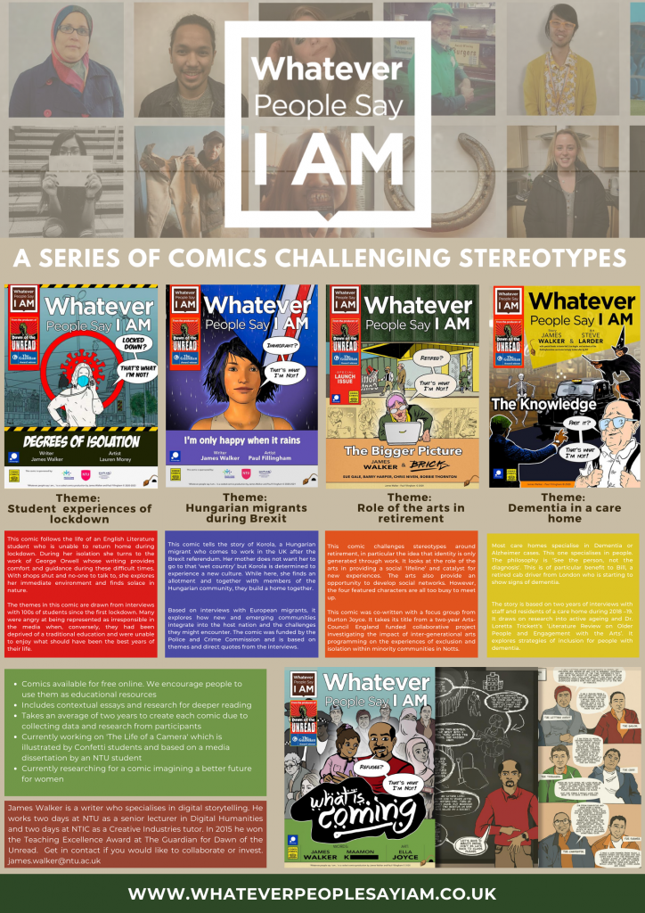 Poster of comics in the Whatever People Say I Am series. 